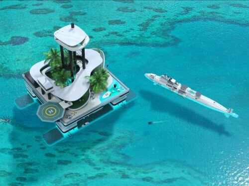 Futuristic Lifestyle, Migaloo Kokomo Ailand, Floating Private Island, Luxury, Floating Building, Watercraft, Wealth, Yacht, Rich