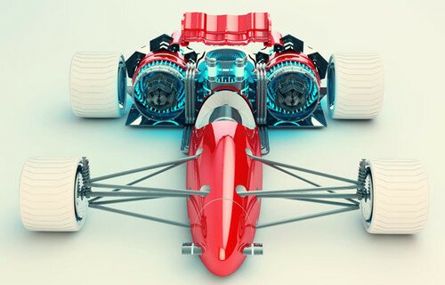 soberpixels, red racer, f1, racing car, ronald de groot, futuristic car, futuristic concept car