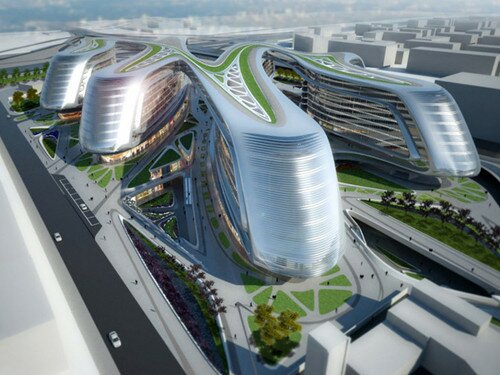 zaha hadid, Chinese architecture, futuristic concept, sky soho, Shanghai