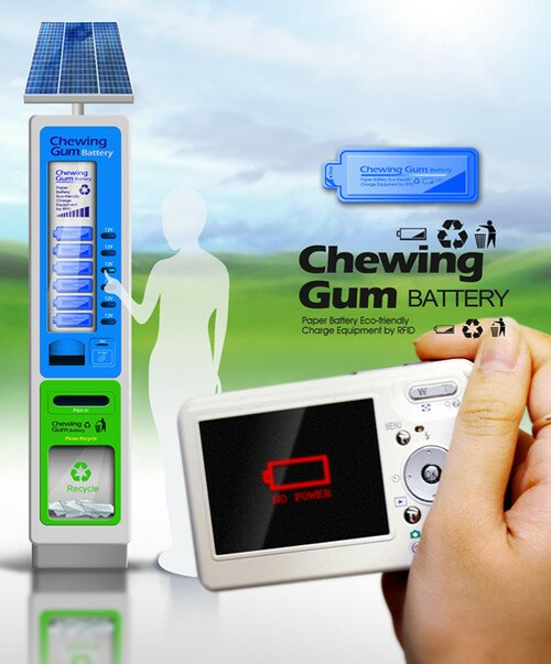 RFID batteries, Chewing Gum Battery concept, Ping-Yi Link, green technology, eco technology