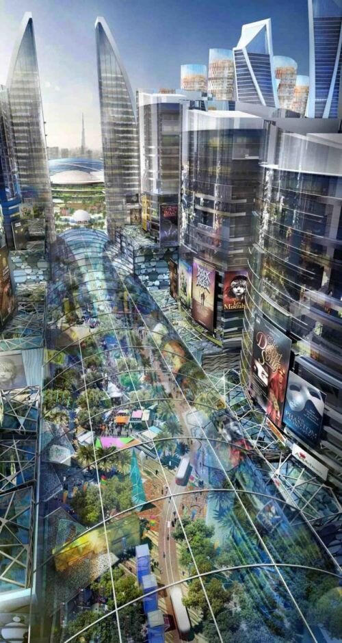 Futuristic Architecture, Mohammed Bin Rashid, Future Architecture, Mall of the World, Future City, temperature-controlled city, Sheikh Zayed Road, Dubai, UAE, Futuristic City
